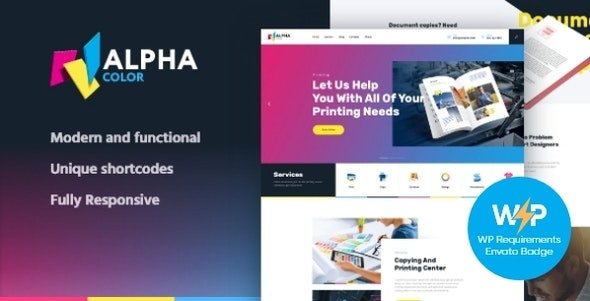 AlphaColor | Type Design & Printing Services WordPress Theme + Elementor