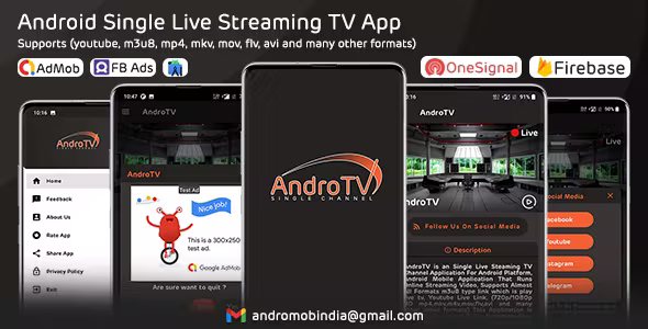 AndroTV – Android Single TV App (Live Streaming) with Admob & FAN