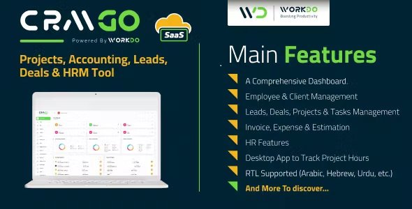 CRMGo SaaS – Projects, Accounting, Leads, Deals HRM Tool 5.4