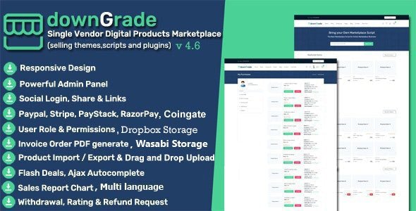 downGrade – Single Vendor Digital Products Marketplace 5.1