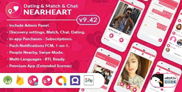 Nearheart – Android Native Dating Tinder Clone App with Admin panel