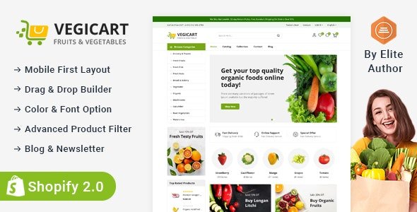 Vegicart – Organic Fruits Vegitable Store Shopify 2.0 Responsive Theme