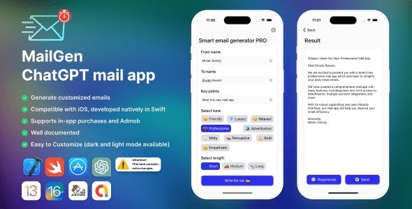 MailGen – A powerful Mail Generator iOS app based on ChatGPT and OpenAi API