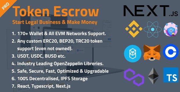 Token Escrow – Decentralised Web3 ERC20, BEP20, TRC20 Supported Escrow Platform